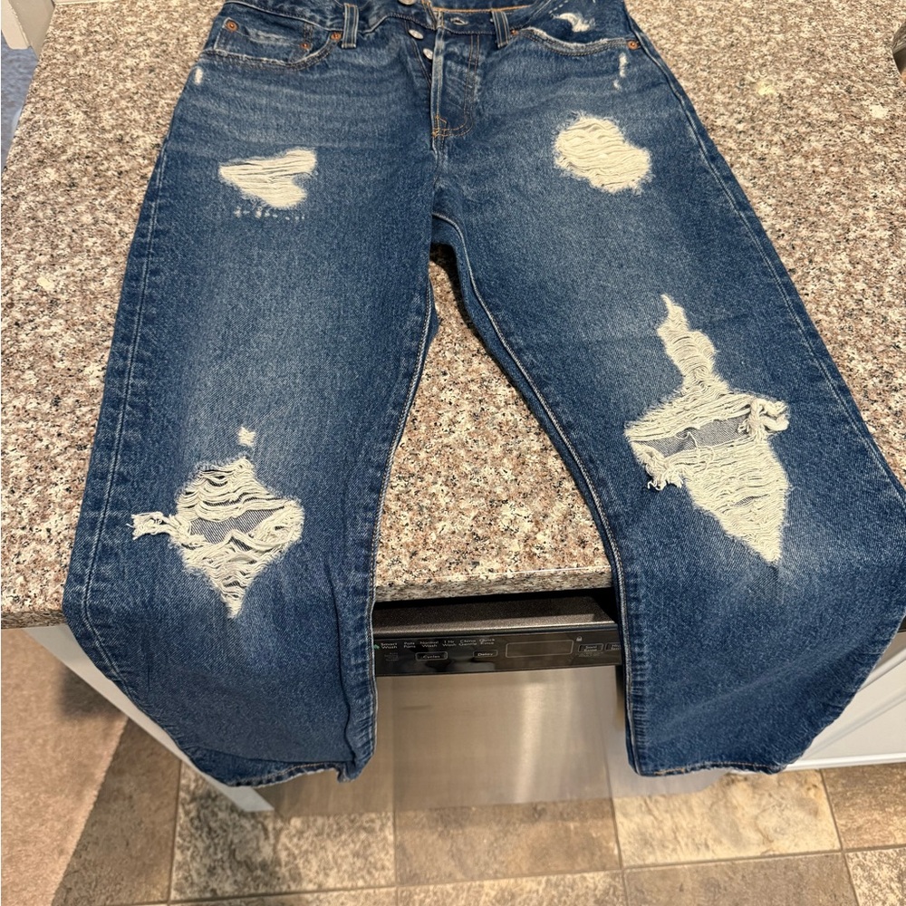 Levi's 501 distressed Blue Denim Jeans